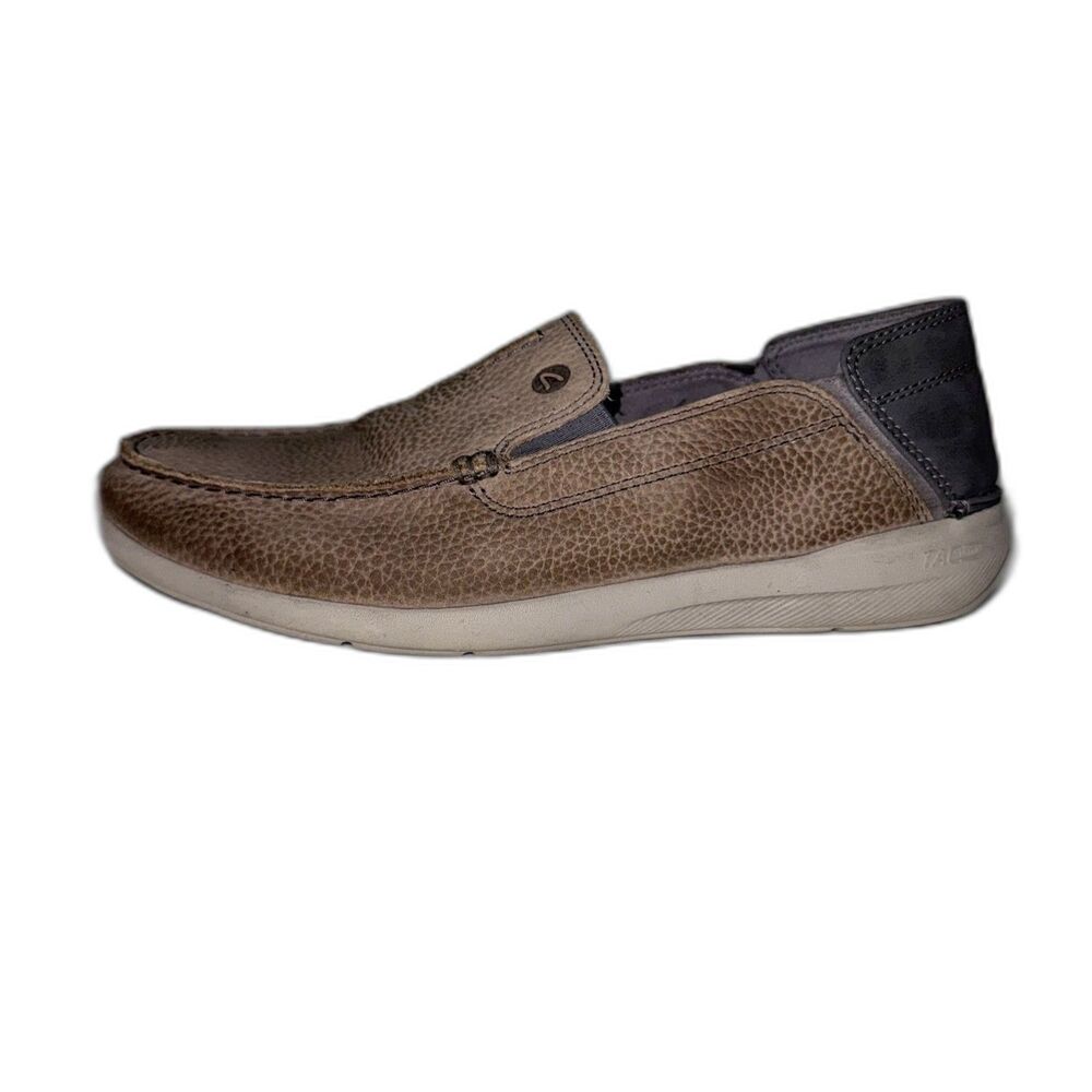 Clarks Gorwin Step Leather Men Shoes Loafer 8 M TAC System Ortholite Gray Preppy